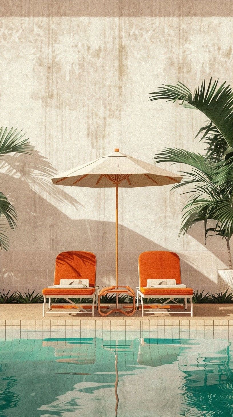 Sunny Retreat with Orange Loungers