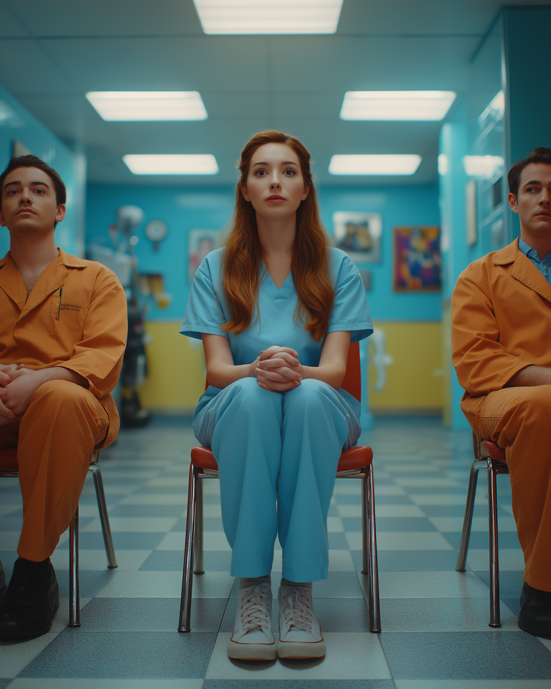 Prison Inmates in Blue Scrubs