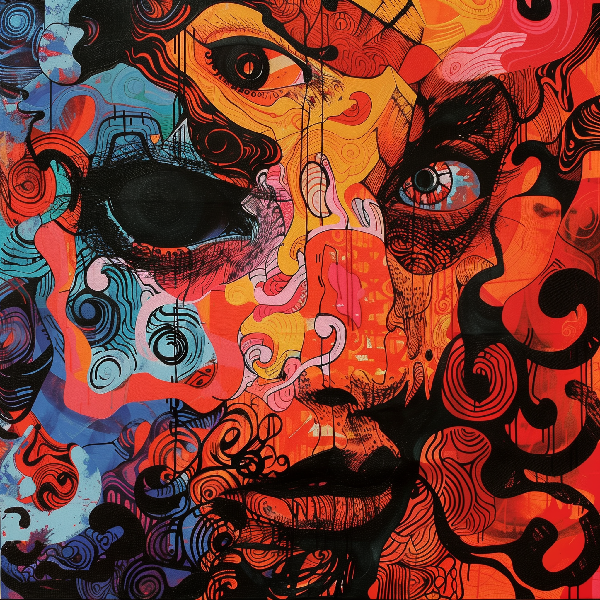 Abstract Face with Intricate Patterns