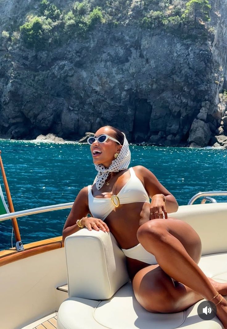 Woman in Bikini on Boat