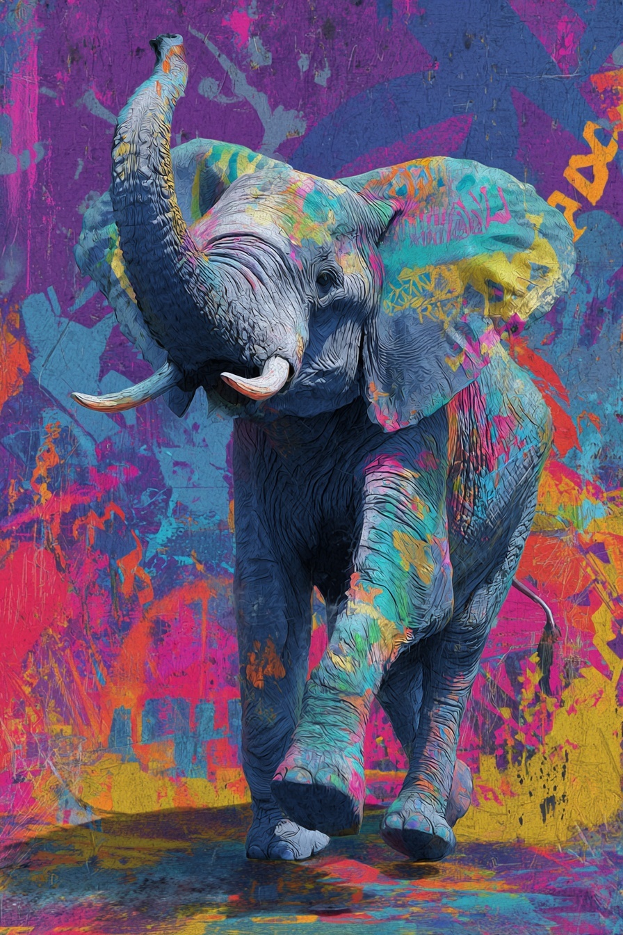 Colorful Elephant Graffiti