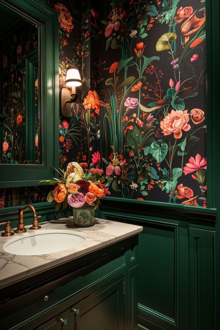 Elegant Floral Bathroom