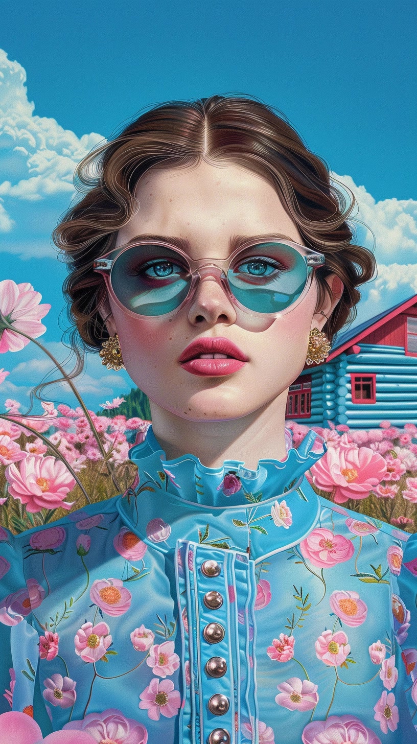 Elegant Woman in Floral Field
