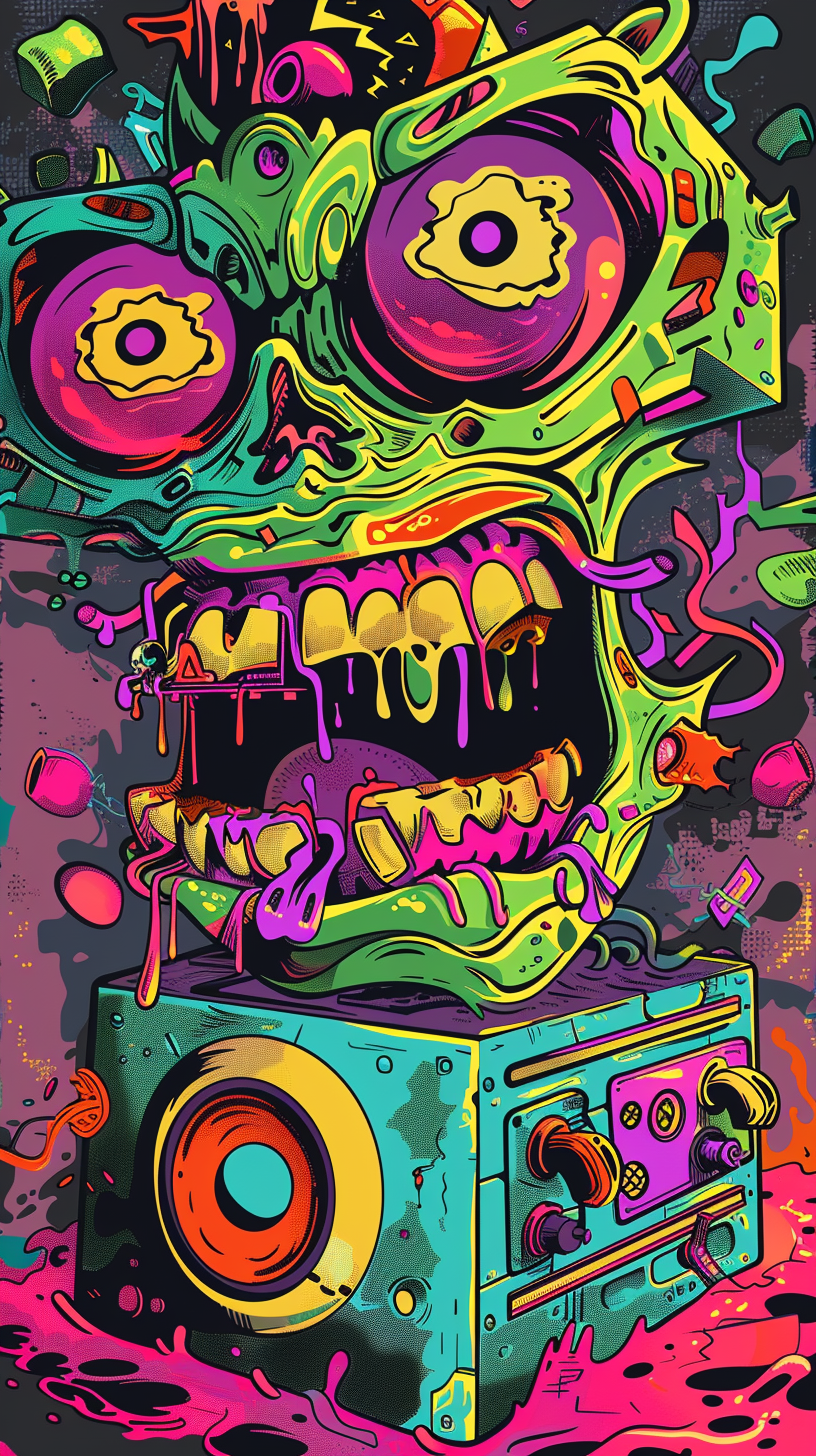 Psychedelic Skull Boombox