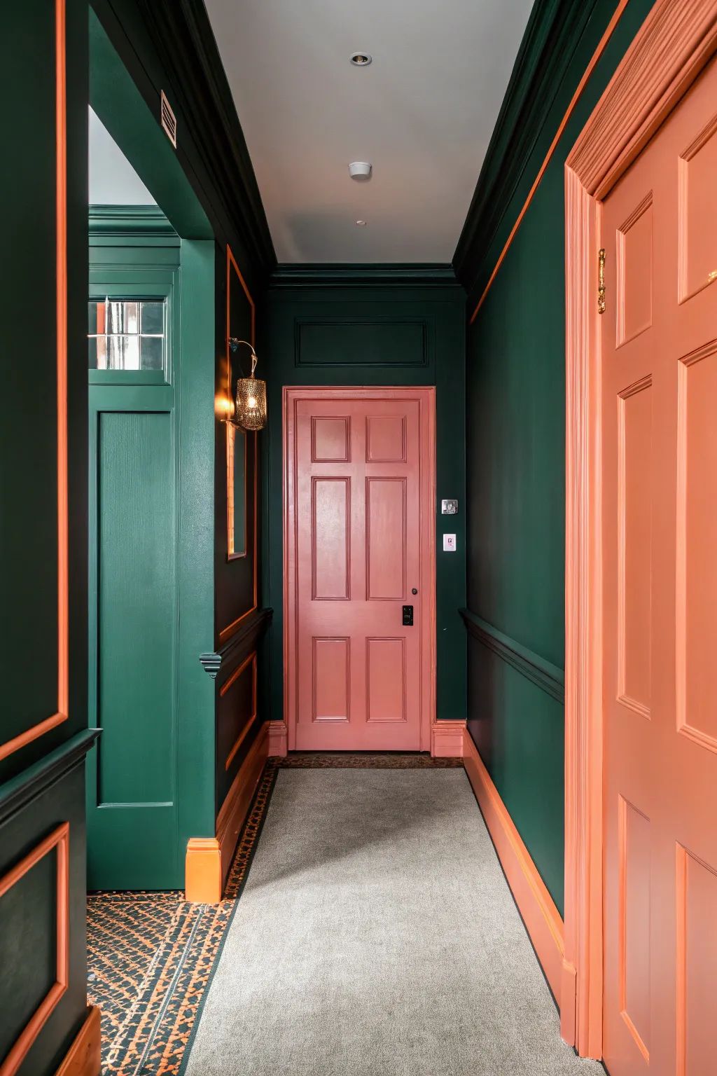 Elegant Hallway with Pink Door