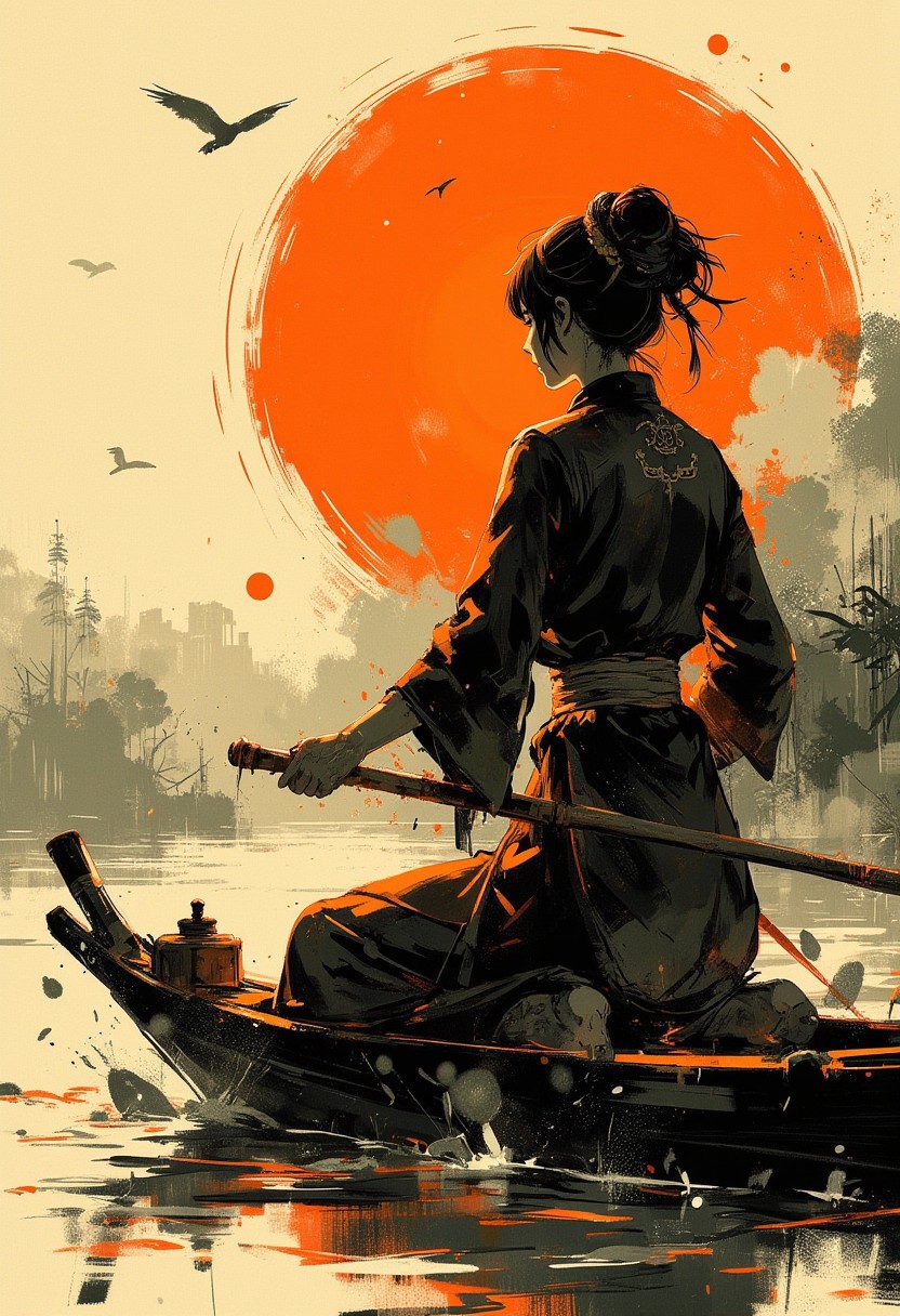 Samurai Woman Rowing