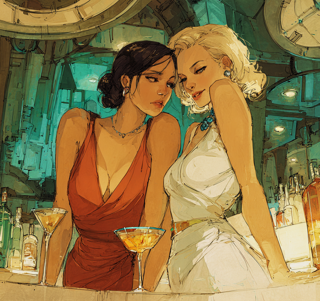 Fashioned Ladies at the Bar