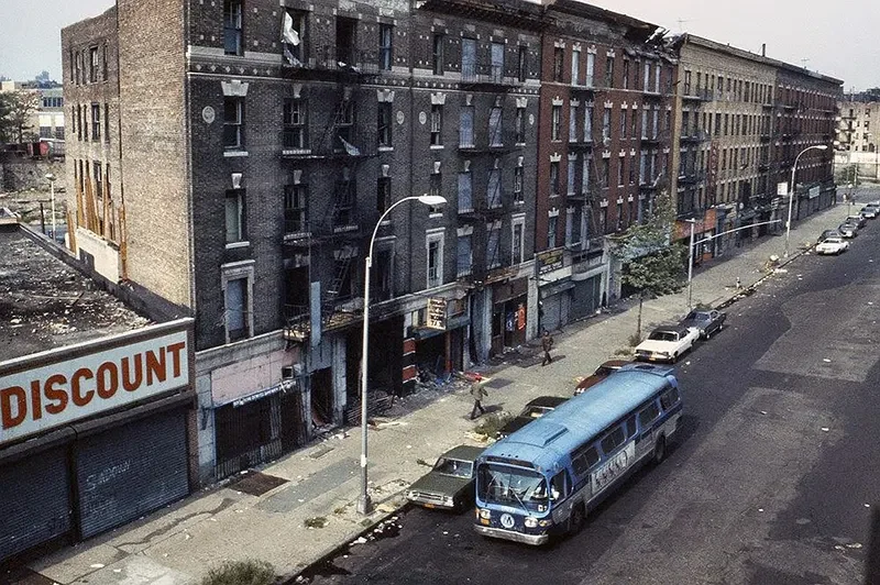 Urban Decay: Abandoned Bus Amid Ruins