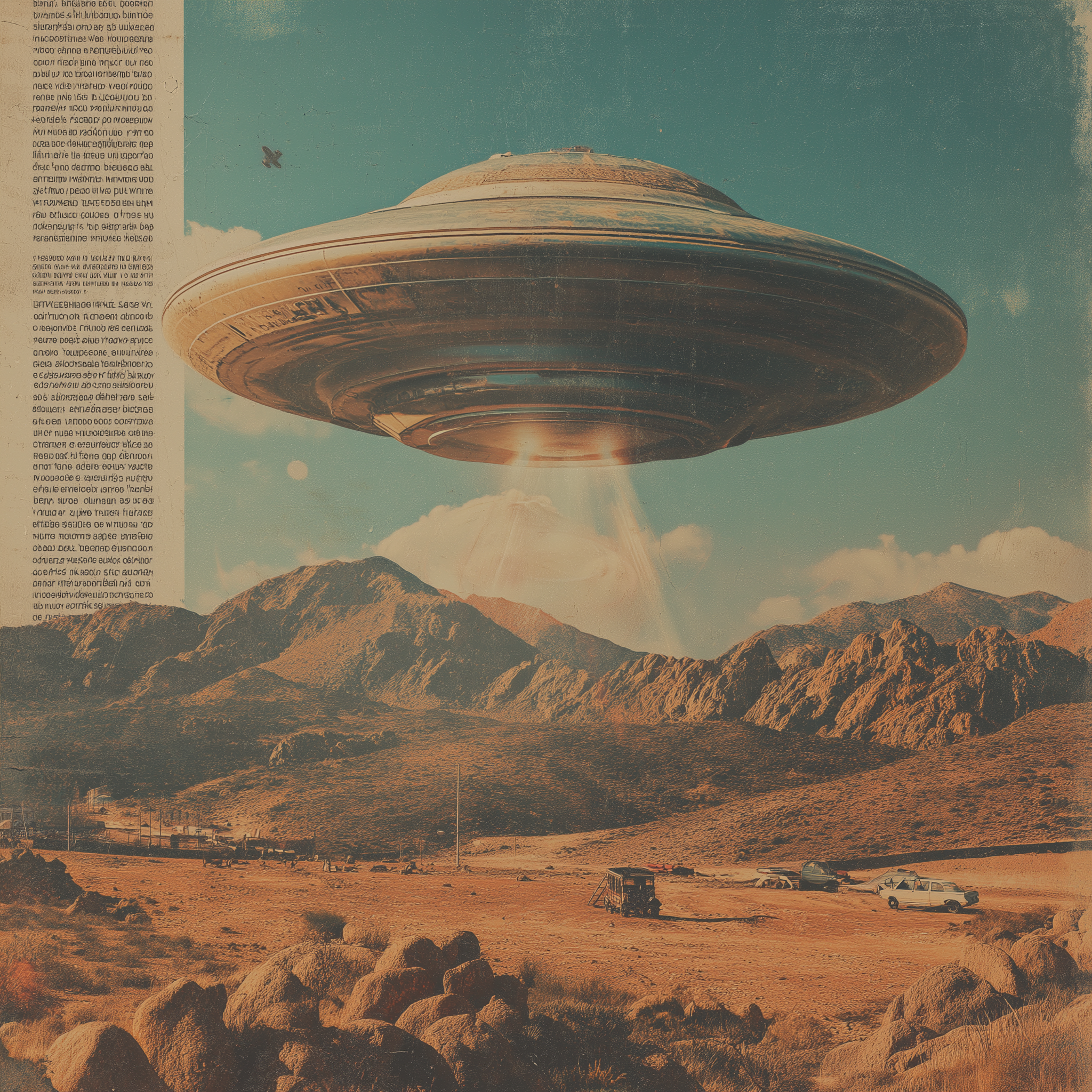 UFO Hovering Over Desert