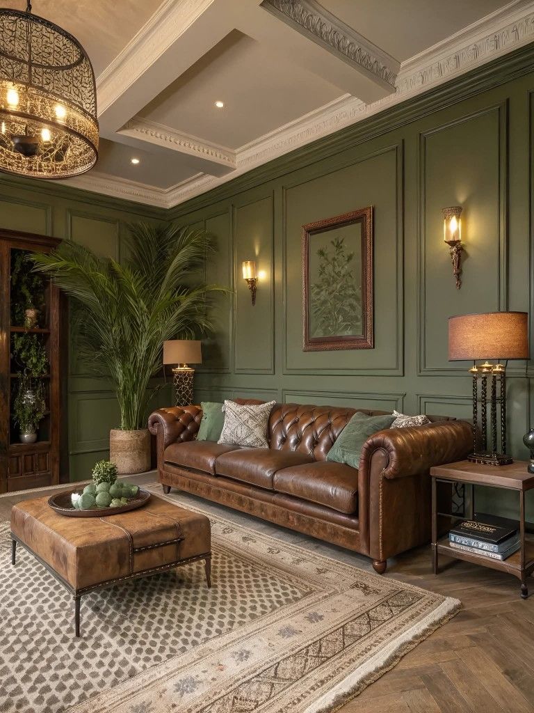 Elegant Green Panelled Living Room