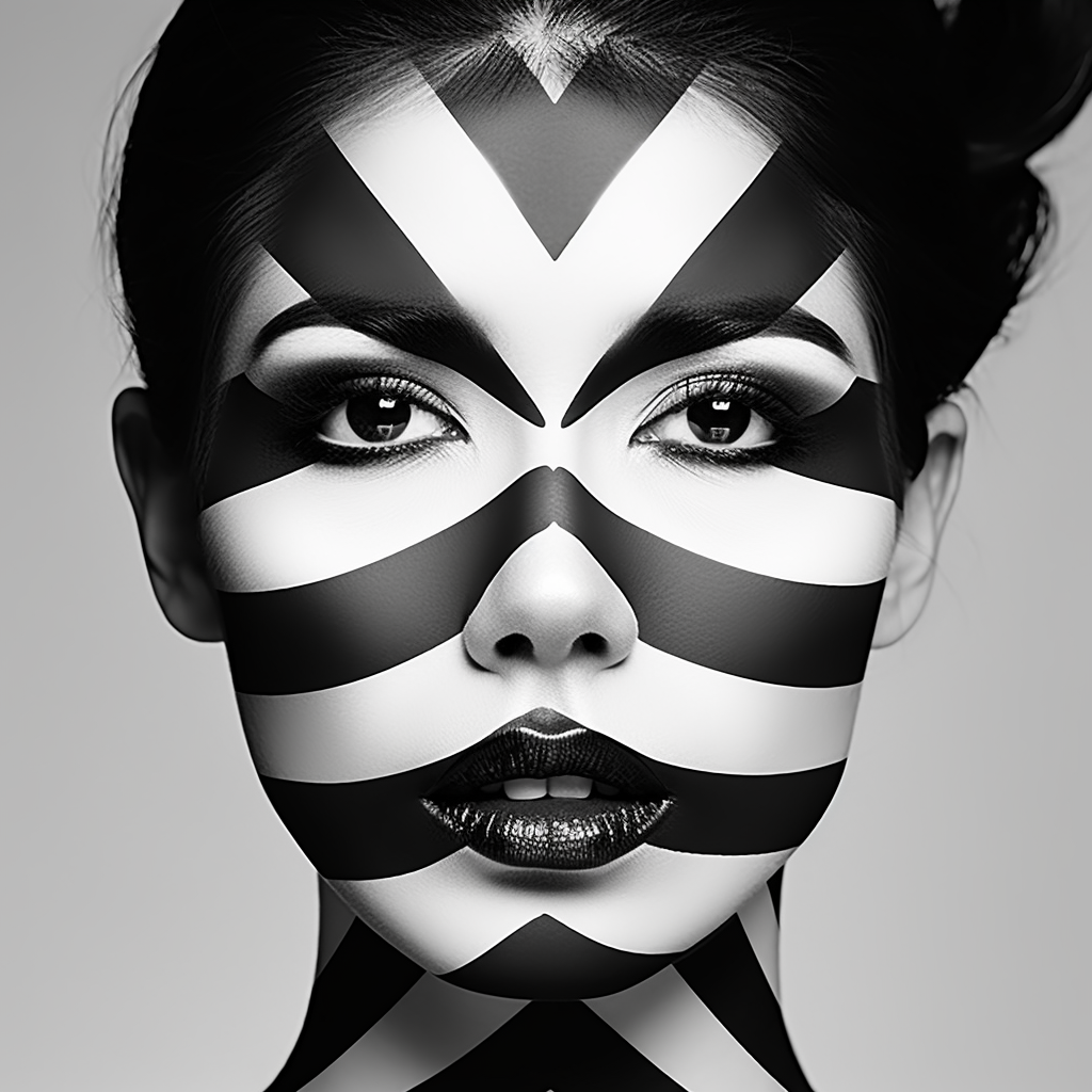 Abstract Striped Face Art