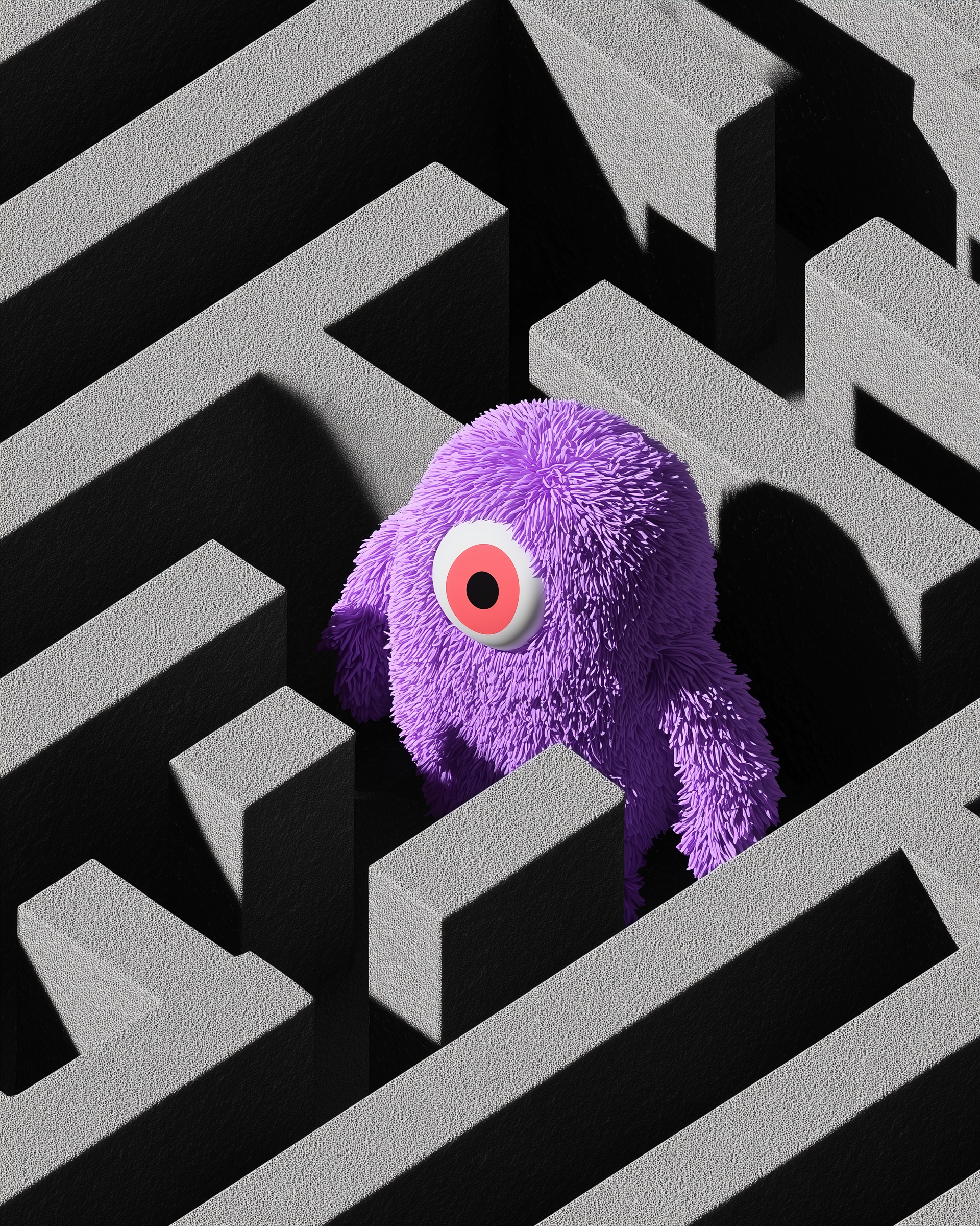 Purple Plush in Maze