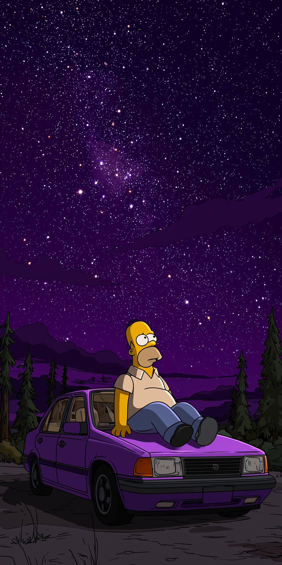 Homer Simpson under the stars