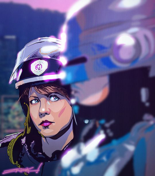 Sci-fi character in futuristic helmet