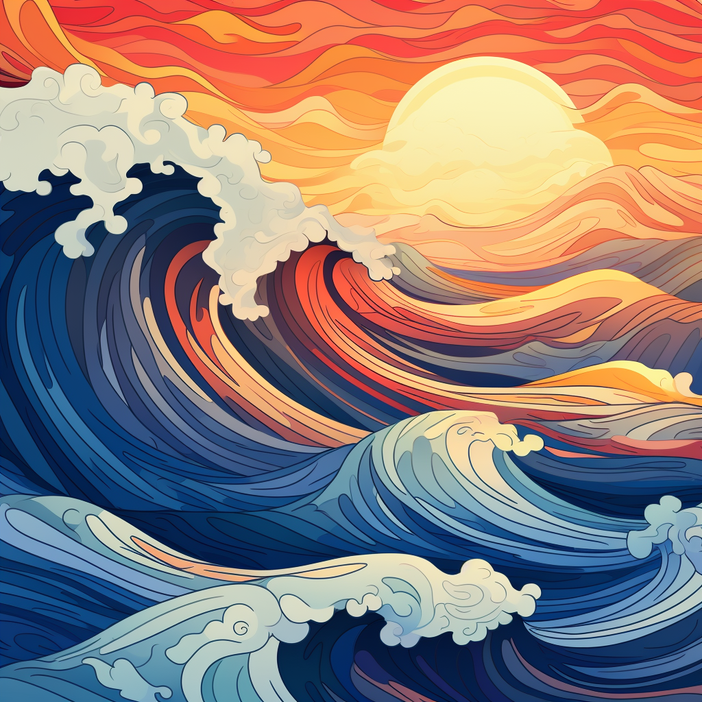 Ocean Waves at Sunset