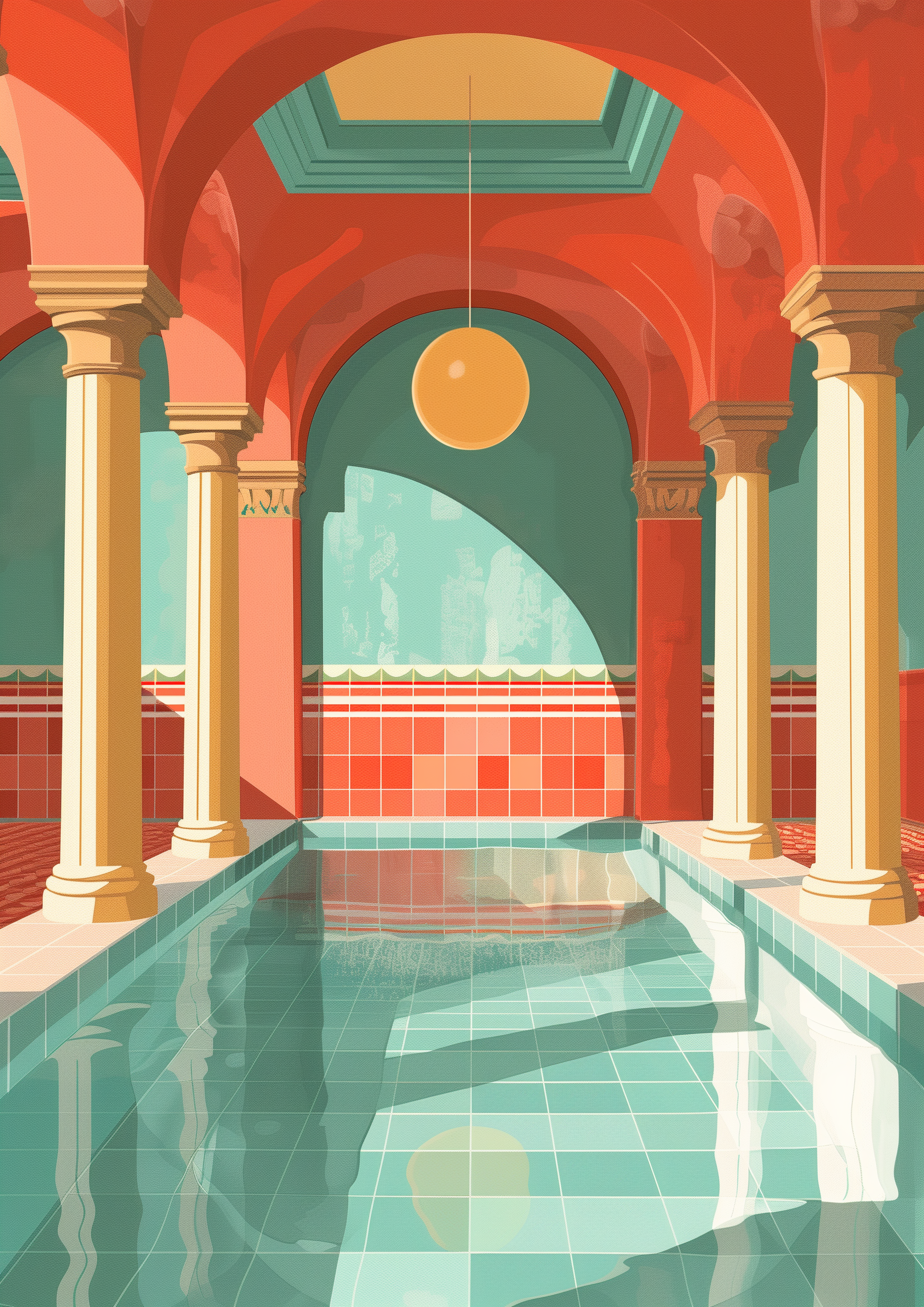 Vintage Roman Bathhouse Interior