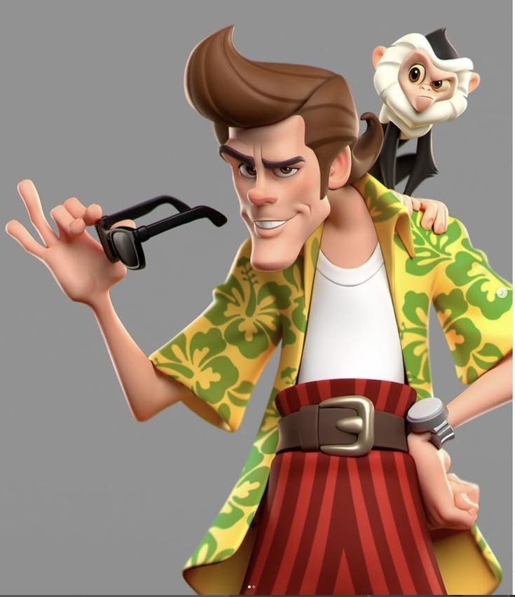 Cartoon Guy with Sunglasses and Monkey
