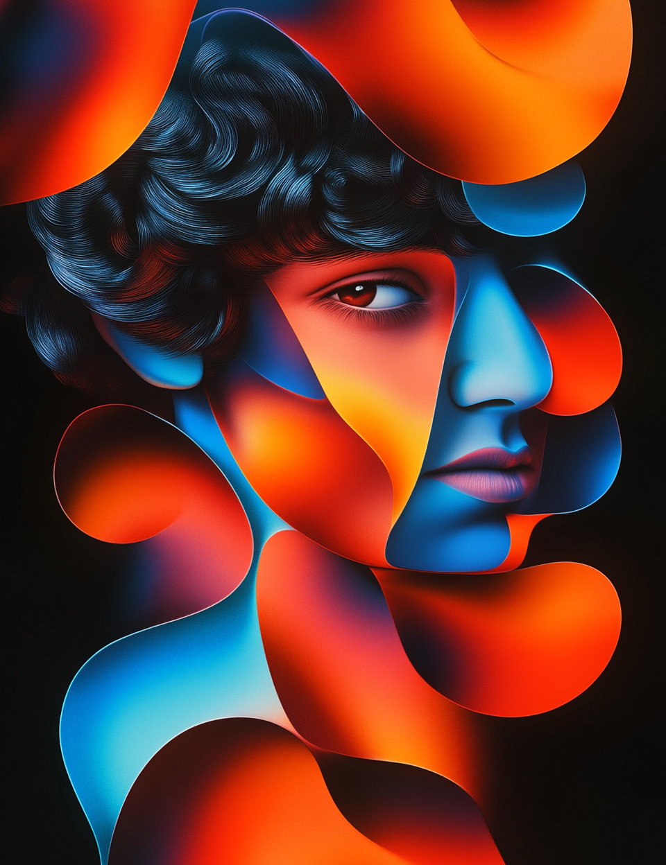 Abstract Portrait with Colorful Shapes