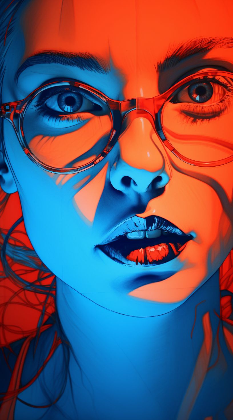 Blue and Orange Abstract Portrait
