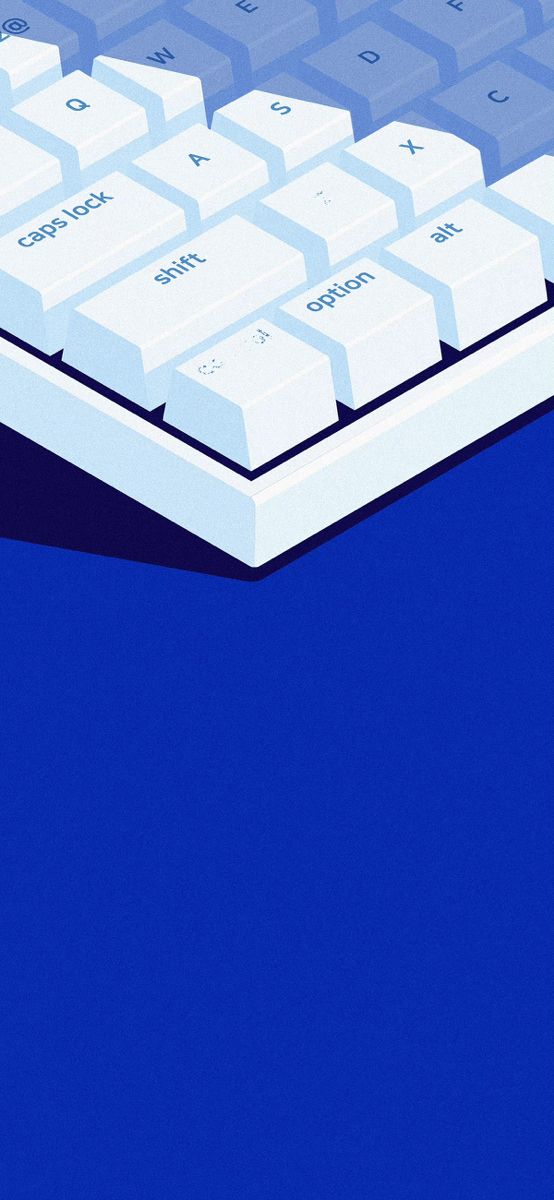 Close-Up of White Keyboard on Blue Surface