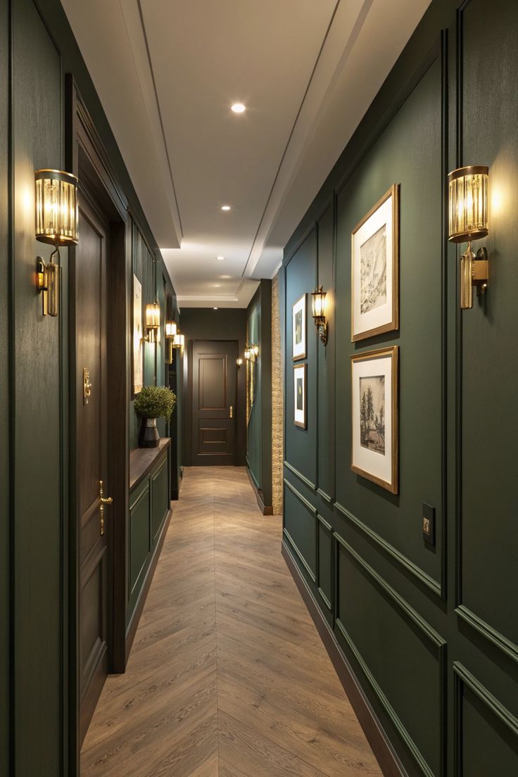 Elegant Dark Green Hallway