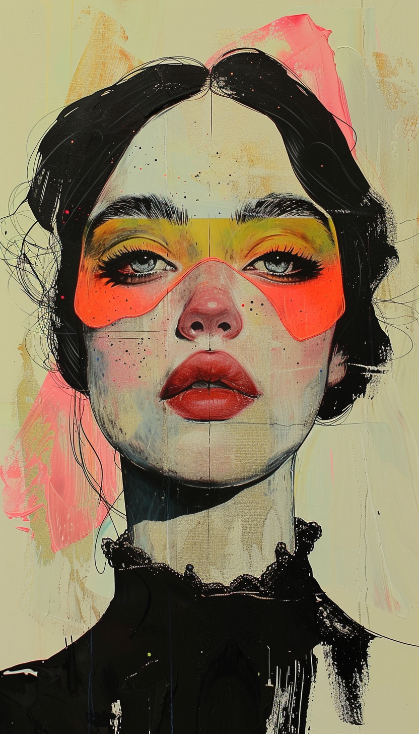 Abstract Portrait with Neon Highlights