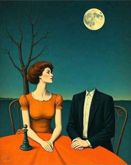Surreal Couple under Moonlight