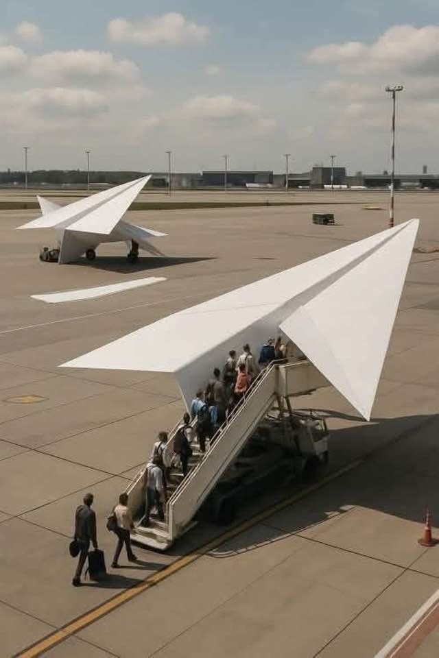 Paper Airplane Sculptures at Airport