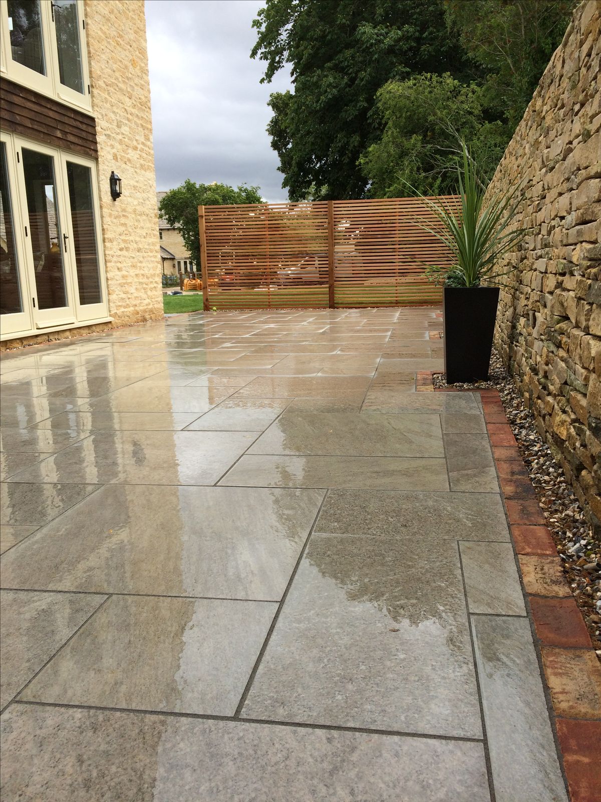 Modern Patio with Stone Tiles