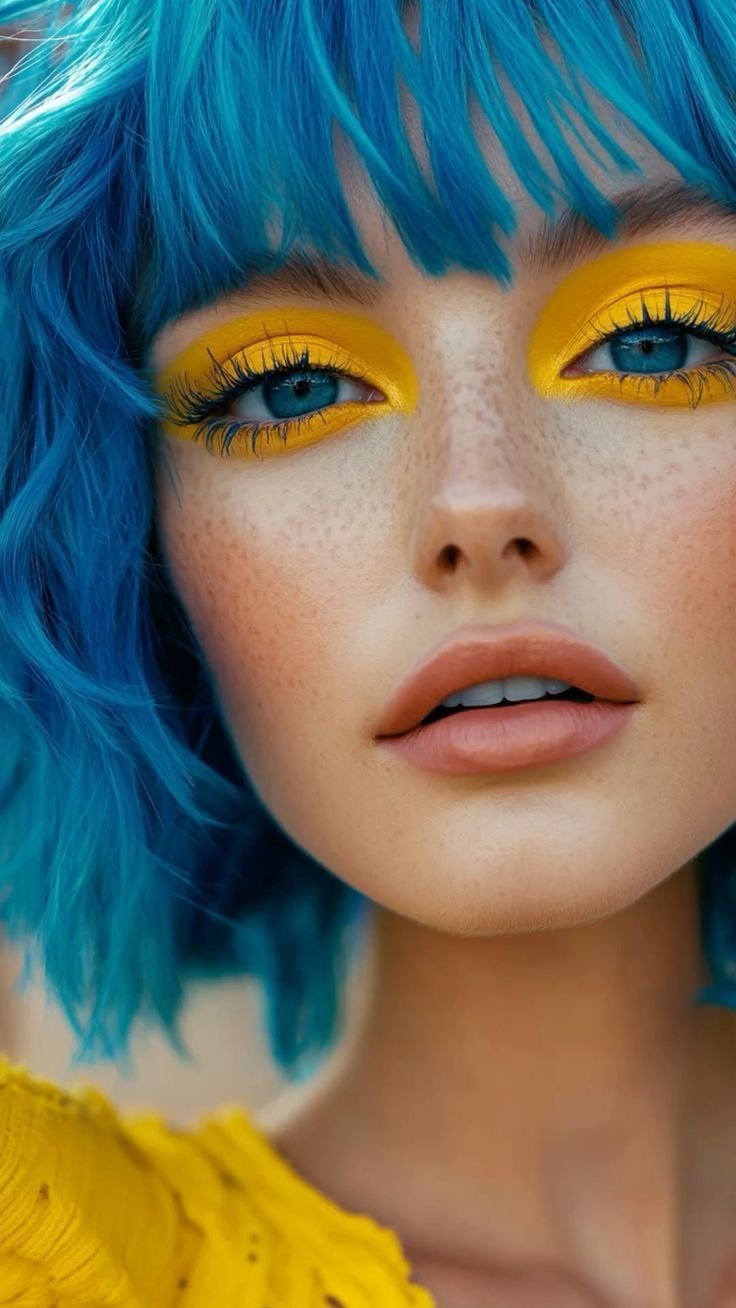 Blue Hair and Yellow Eyeshadow