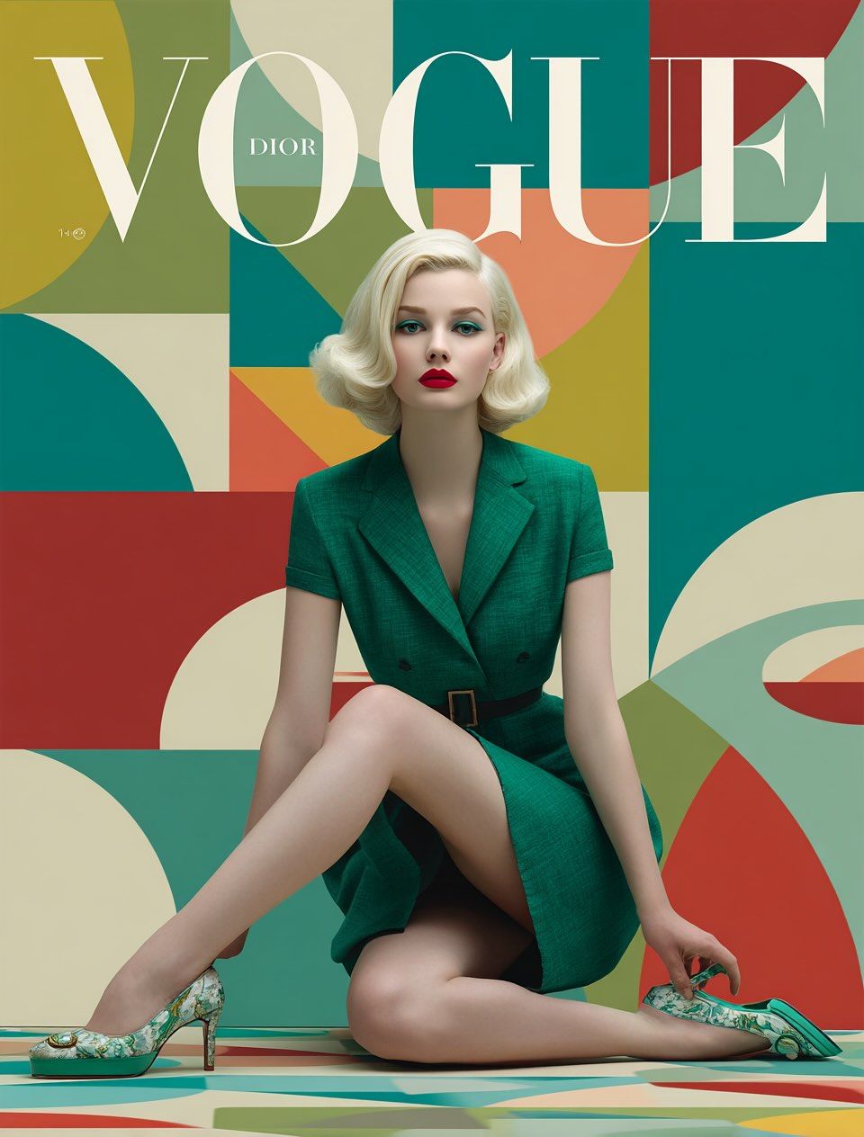 Vogue Cover Model in Green Suit