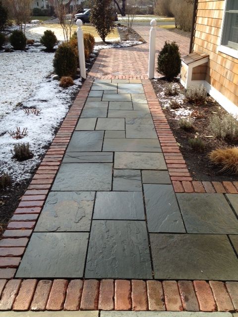 Stone Pathway with Brick Edging