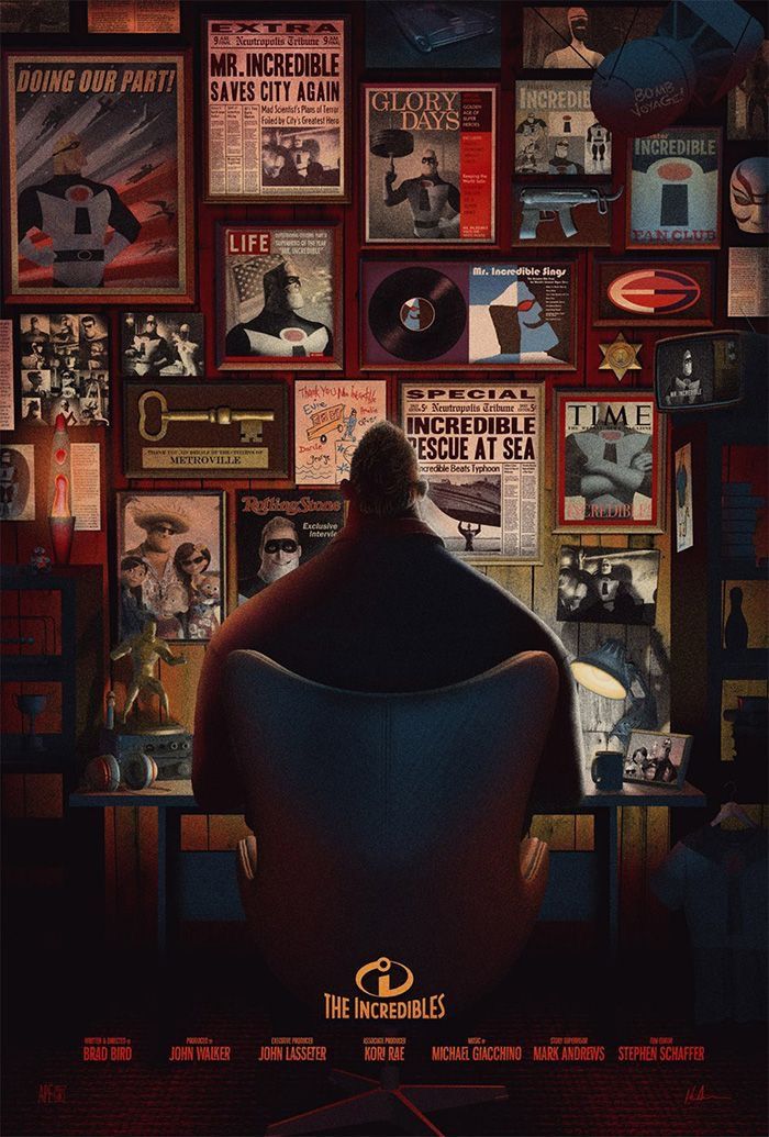 Man in Chair Surrounded by Vintage Ads