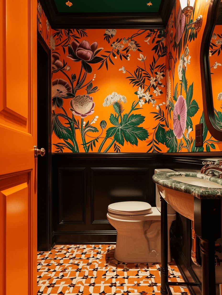 Bold Floral Bathroom