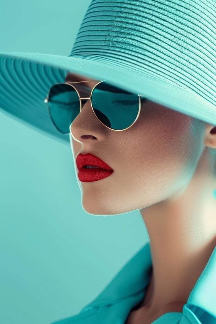 Elegant Woman in Turquoise Hat