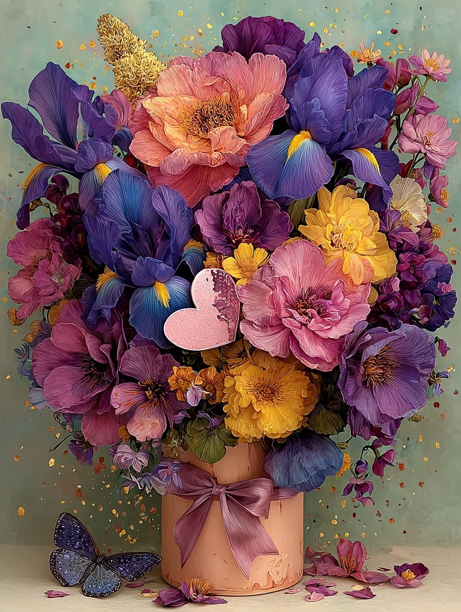 Colorful Bouquet with Heart