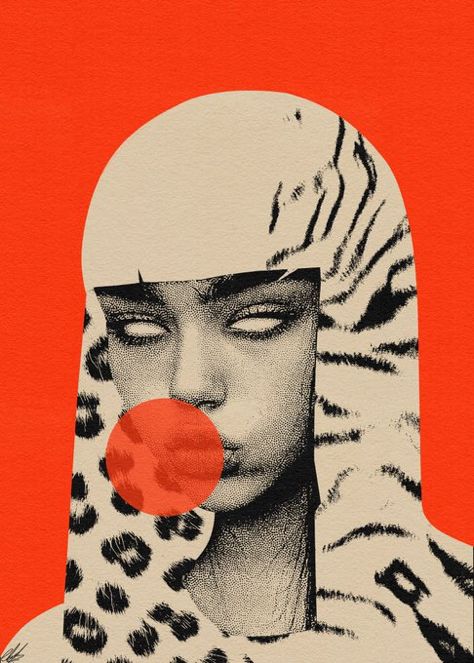 Abstract Portrait with Animal Prints