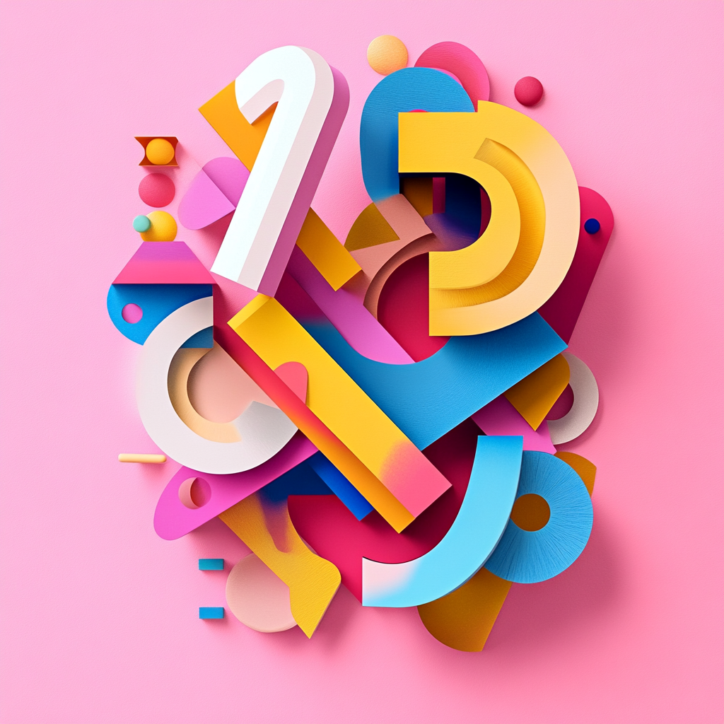 Colorful 3D Numbers on Pink