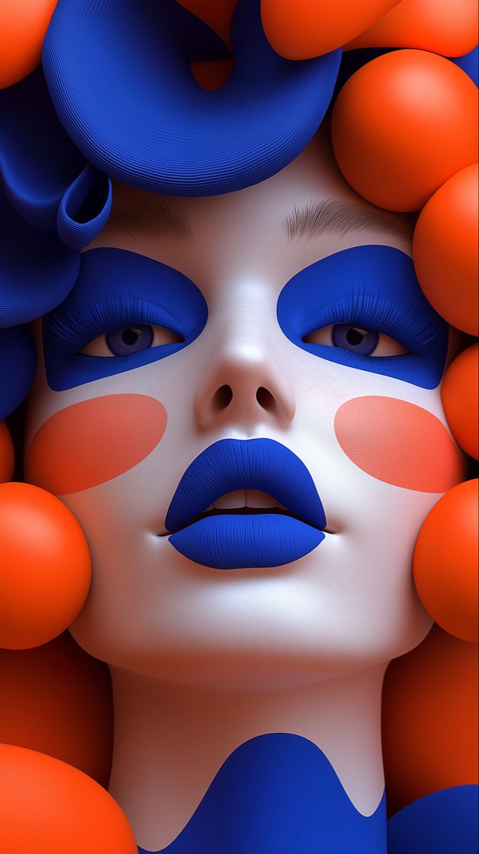 Abstract Portrait with Blue and Orange Accents