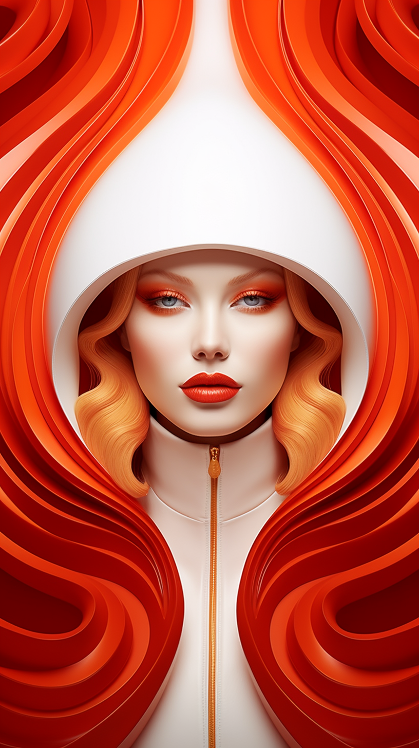 Abstract Portrait with Orange Circles