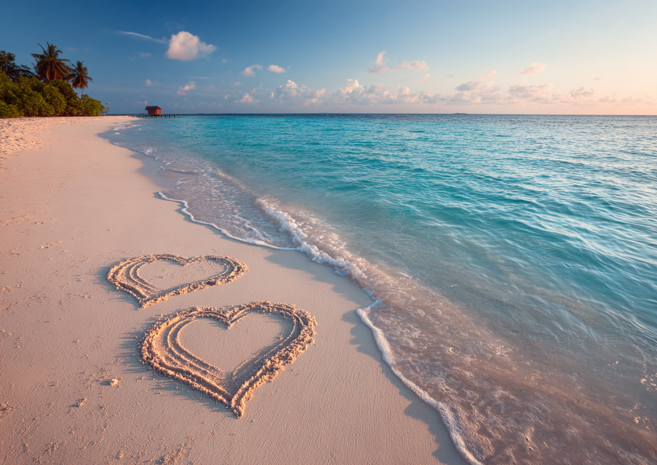 Heart Shapes on Sandy Beach