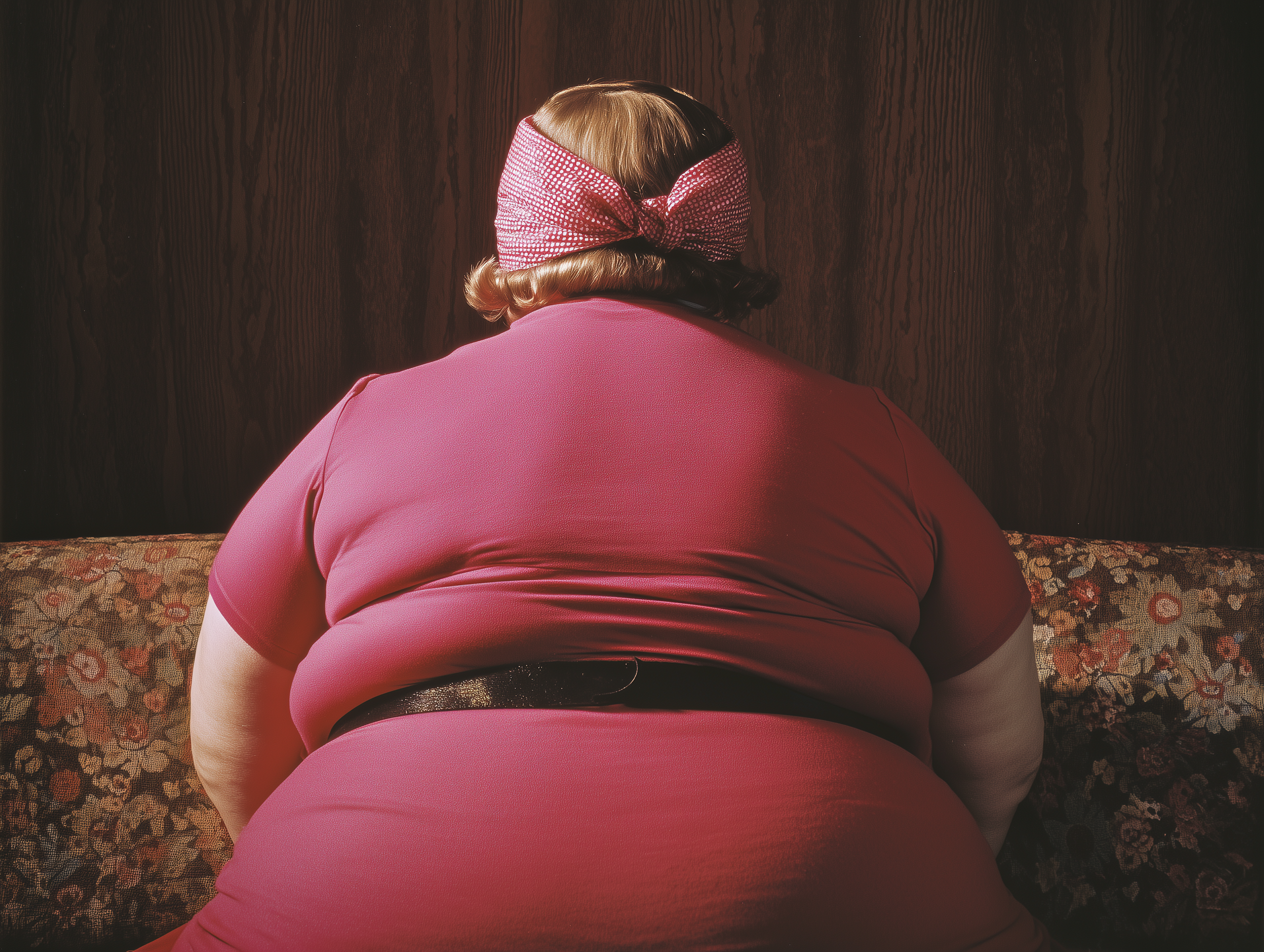 Back of a person in a pink outfit