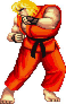 Pixelated Red Dog in Orange Suit