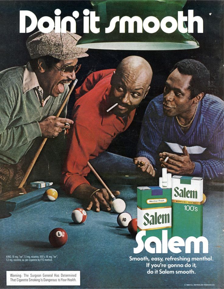 Men playing pool with Salem cigarettes