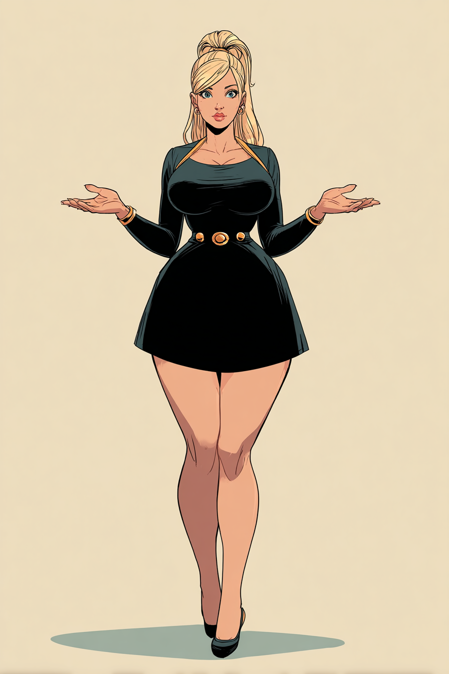 Giant Breasts in Black Dress