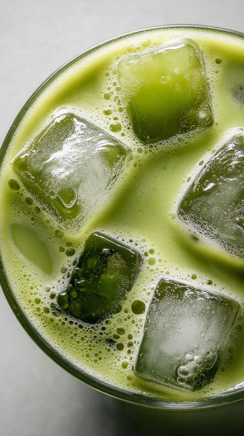 Matcha Latte with Ice Cubes
