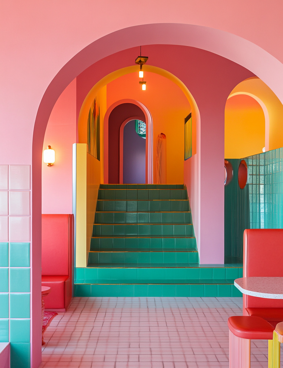 Colorful Arcade Staircase
