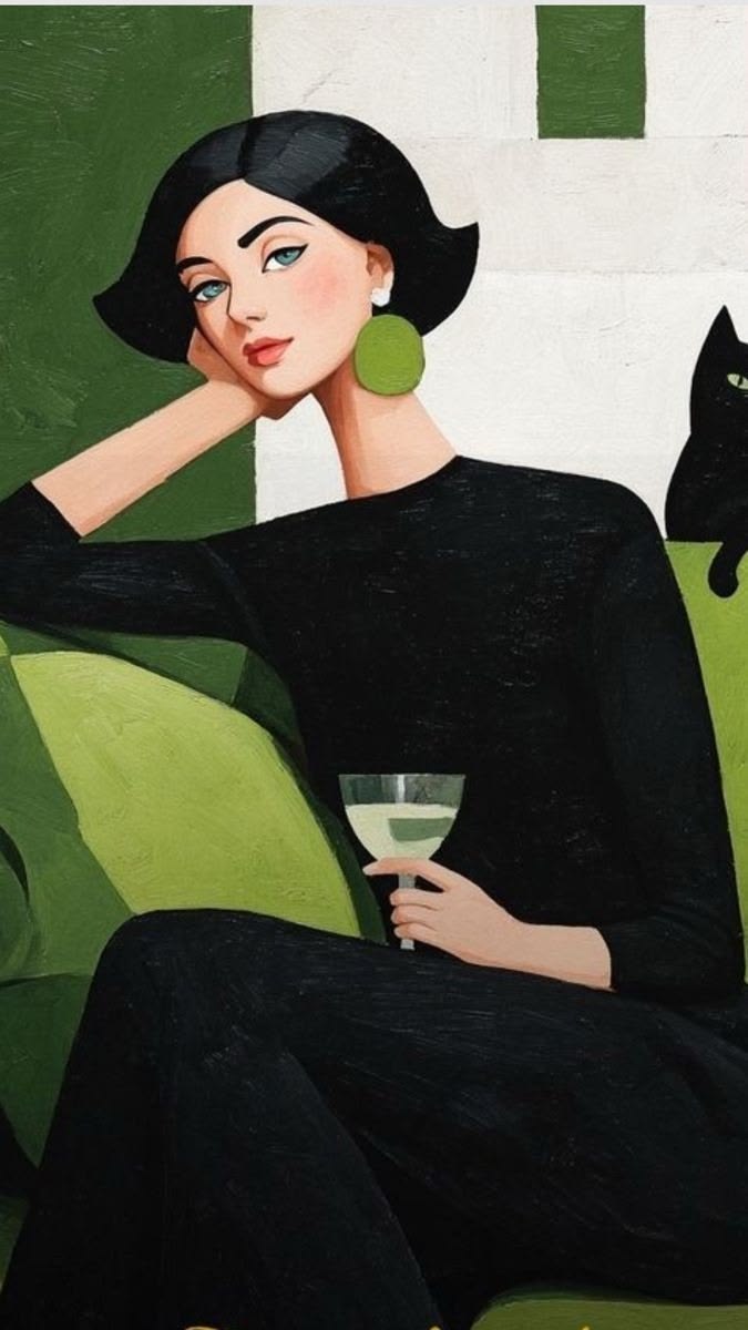 Elegant Woman with Cat