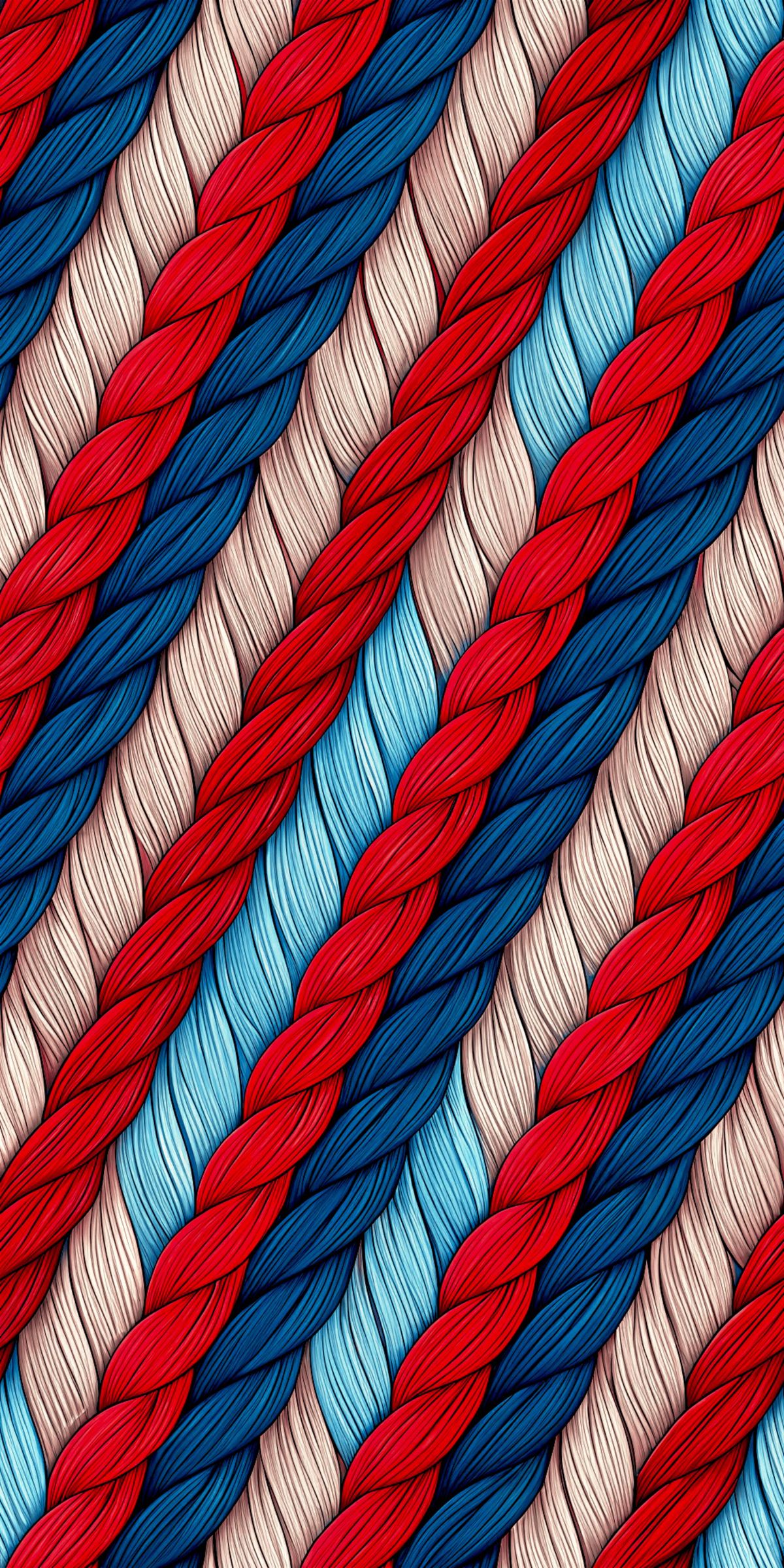 Braided Threads in Red, Blue, and Cream