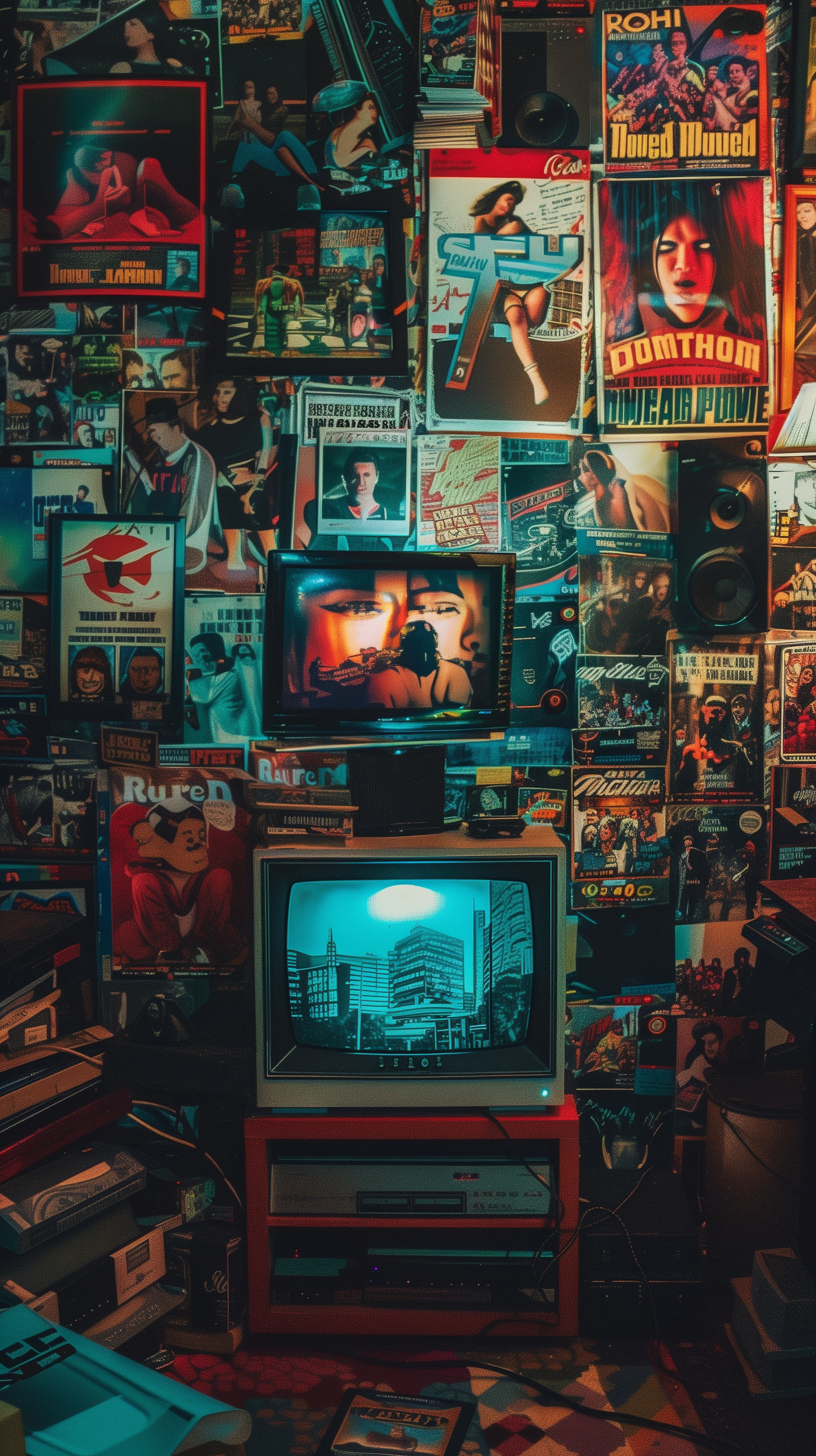 retro TV wall collage